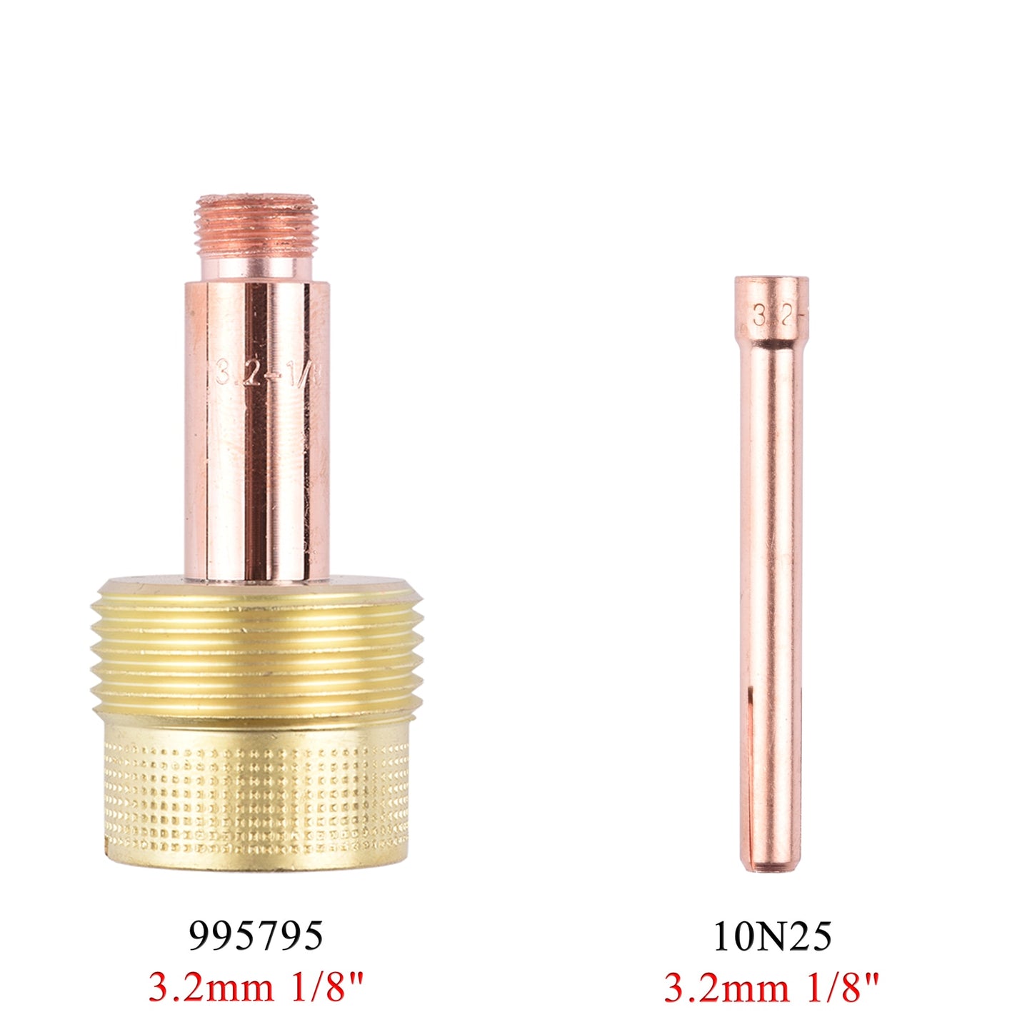 1.0/1.6/2.4/3.2/4.0mm Large TIG Collet Body Gas Lens Collet 10N22 10N23 10N24 10N25 54N20 45V0204 45V116 45V64 995795 45V64 - KiwisLove