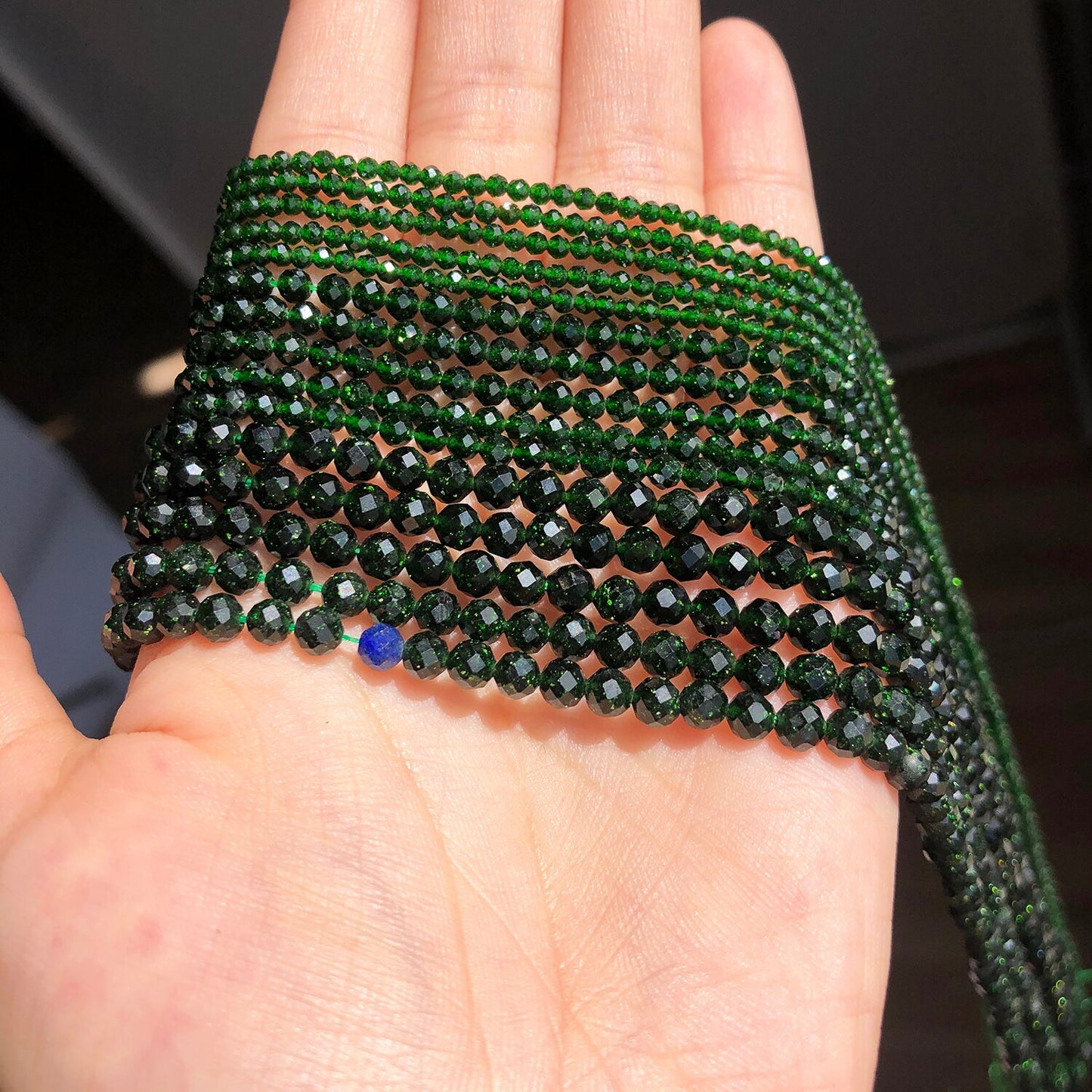 Natural Faceted Green Sand Waist Beads Small 2 3 4 mm Gem Stone Beads for Jewelry Making DIY Bracelet Earrings Accessories 15&#39;&#39; - KiwisLove