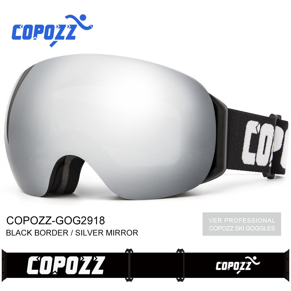 COPOZZ Frameless Ski Goggles With Snow Mask Men Women Snowboard Goggle Magnetic UV400 Eye Protection Anti fog Skiing Glasses - KiwisLove