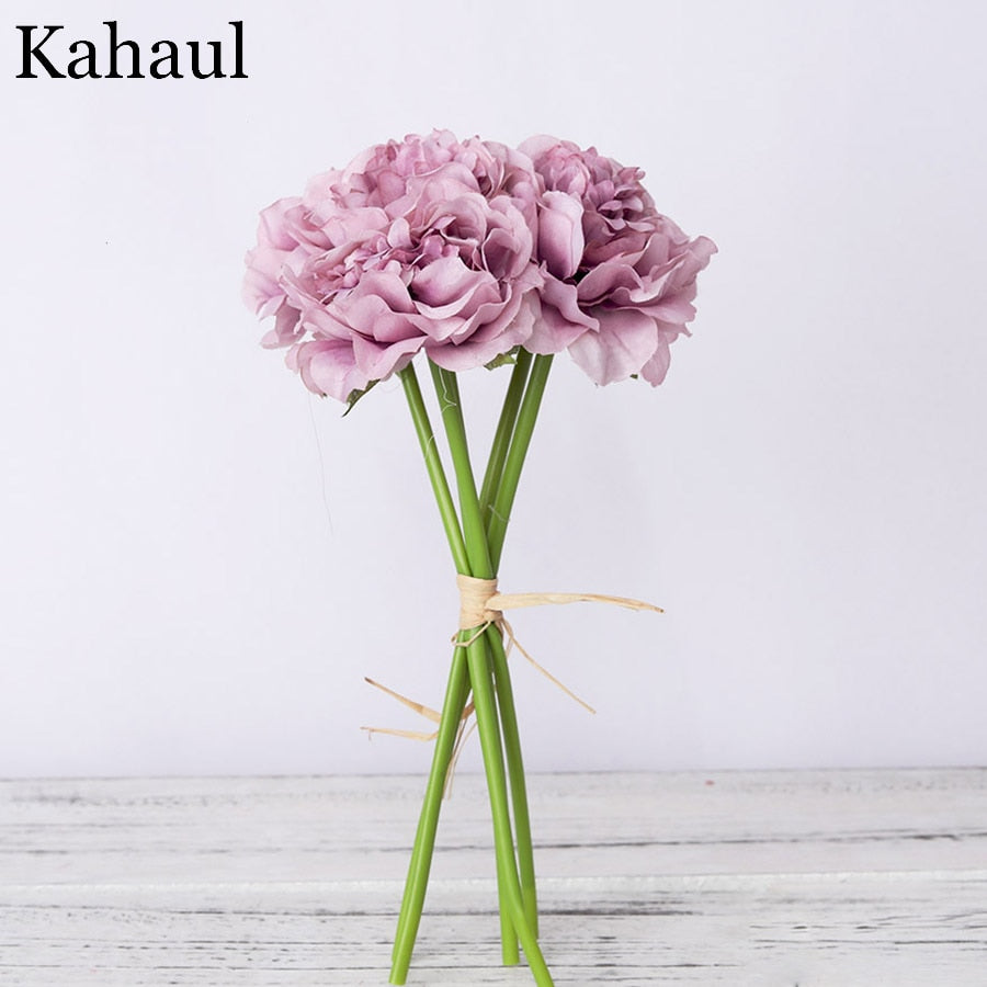 peony artificial artificial silk flowers for home decoration wedding bouquet for bride high quality fake flower faux living room - KiwisLove