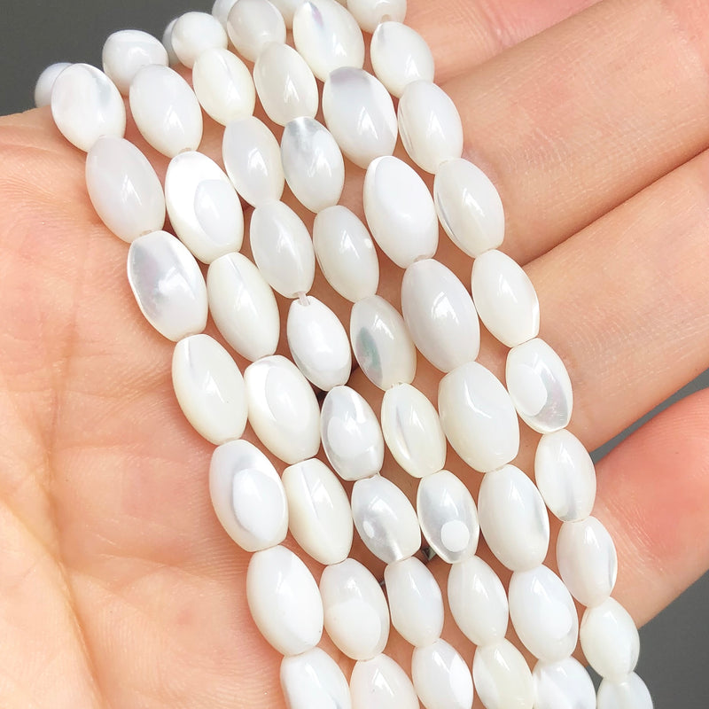 Natural Mother Of Pearl Mop Shell Beads Rice Shape Loose Spacer Beads for Jewelry Making DIY Bracelet Ear Studs Accessories - KiwisLove