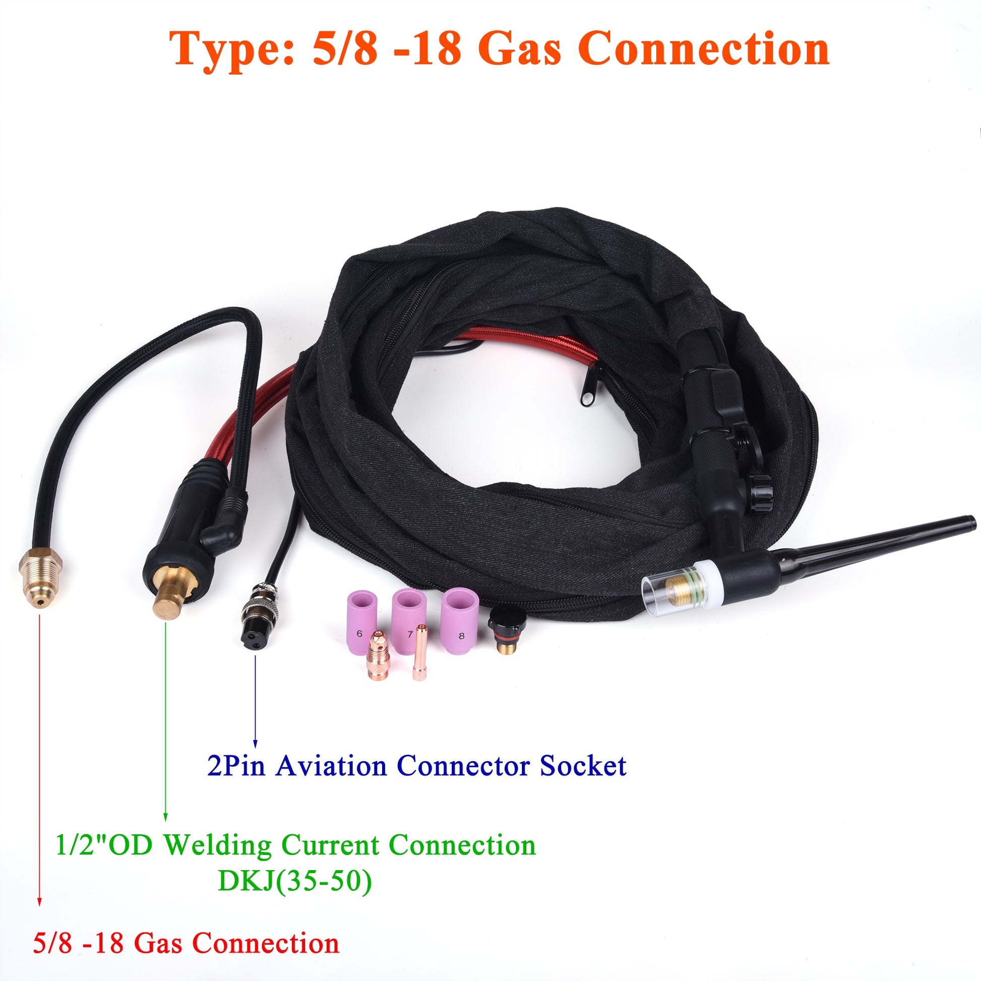 WP17 WP17FV WP17F TIG Welding Torch Gas-Electric Integrated Red Hose 4M 35-50 Euro Connector 13FT Air Cooled - KiwisLove