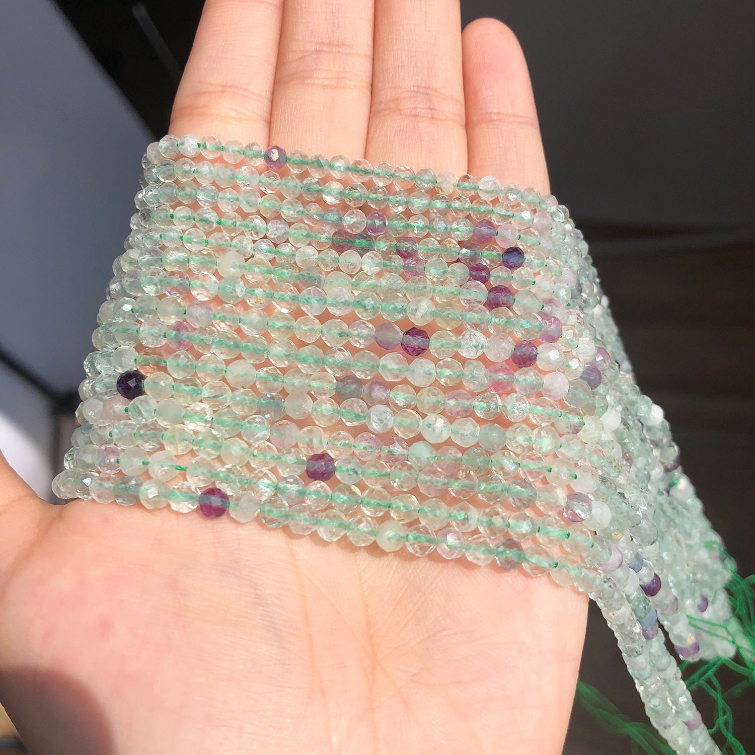 Natural Faceted Stone Beads Colorful Fluorite Quartz Gem Loose Spacer Beads for Jewelry DIY Making Bracelet Earrings Accessories - KiwisLove