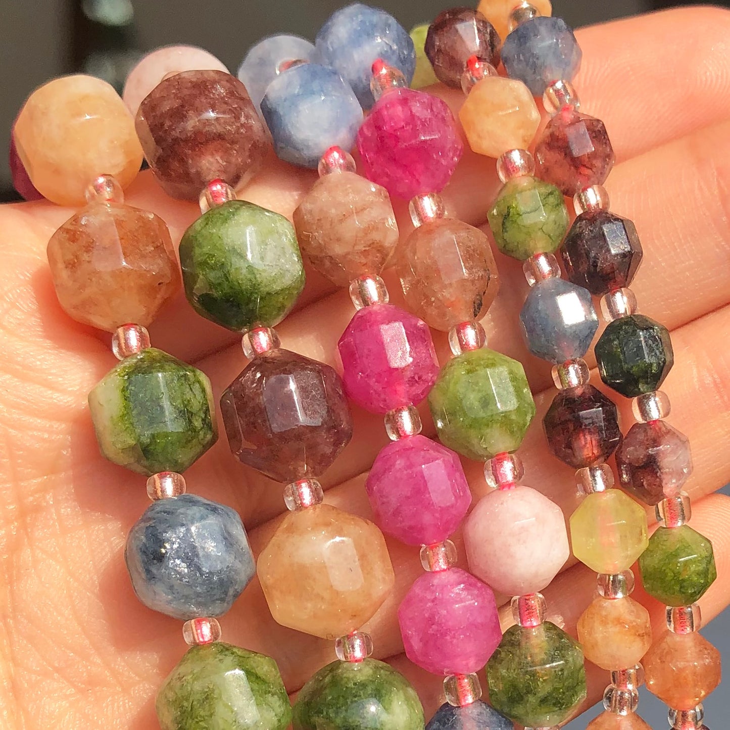 Natural Stone Olive Shape Faceted Colorful Tourmaline Loose Spacer Beads for Jewelry DIY Making Bracelet 15&#39;&#39;Inches 6 8 10mm - KiwisLove