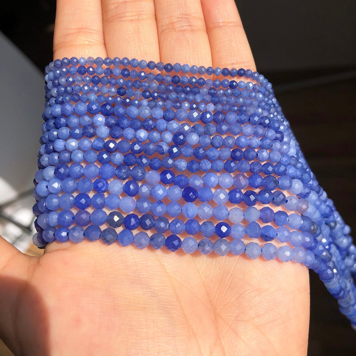 Small 2 3 4 mm Gem Stone Natural Blue Aventurine Loose Spacer Beads for Jewelry Making DIY Bracelet Earrings Accessories 15&#39;&#39; - KiwisLove