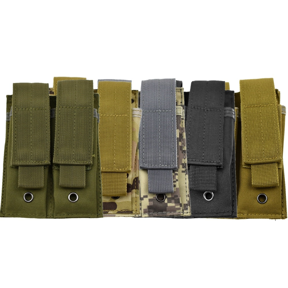 Hunting Airsoft Double Pistol Mag Pouch 5.56 9mm Tactical Molle Magazine Pouch for Outdoor Bag Vest Equipment Accessories - KiwisLove