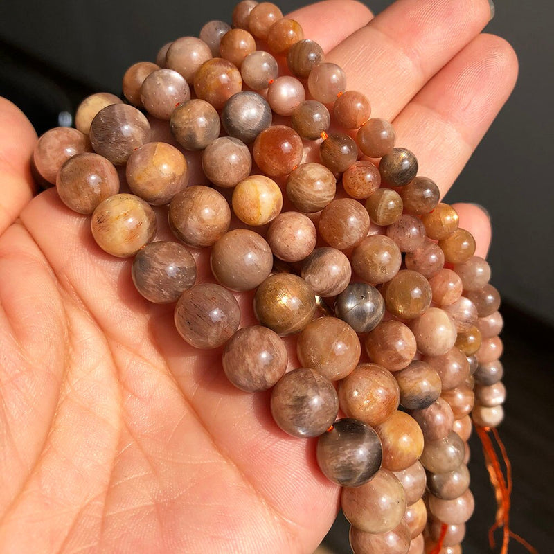 Natural Sunstone Beads Round Gem Loose Spacer Beads for DIY Jewelry Making Bracelet Necklace Accessories 15&#39;&#39;Strands 6 8 10mm