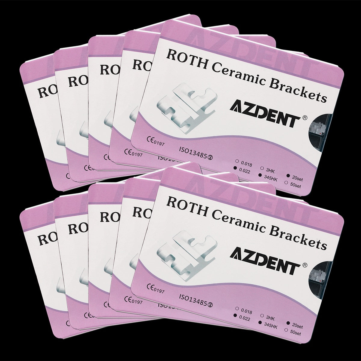 400pcs/Pack AZDENT Dental Orthodontic Ceramic Brackets 5*5 Roth/MBT .022 345 Hooks Mesh Base - KiwisLove