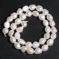 Fine Natural Pearl Beads Oval White Freshwater Pearls Punch Beads for DIY Craft Bracelet Necklace Jewelry Making 15&#39;&#39;inches - KiwisLove