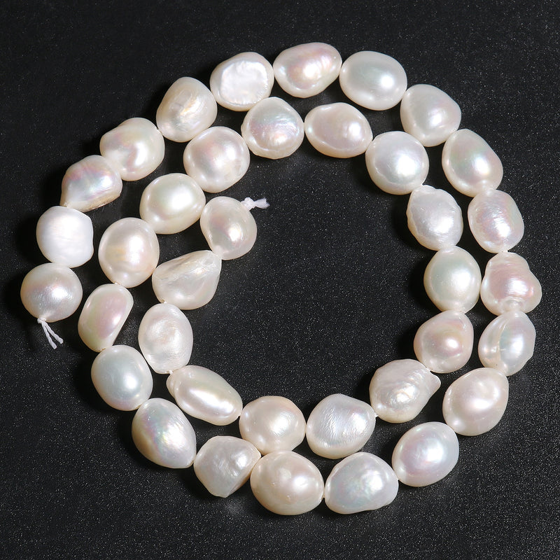 Fine Natural Pearl Beads Oval White Freshwater Pearls Punch Beads for DIY Craft Bracelet Necklace Jewelry Making 15&#39;&#39;inches