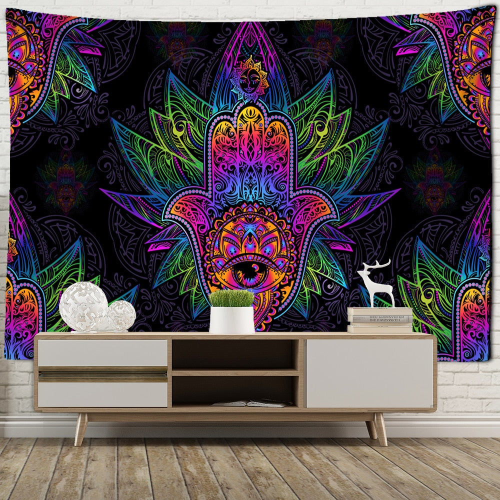 Sun Print Tapestry Wall Hanging Family Bedroom Decorated With Mysterious Bohemian Tarot Magic Indian Witchcraft Wallpaper - KiwisLove