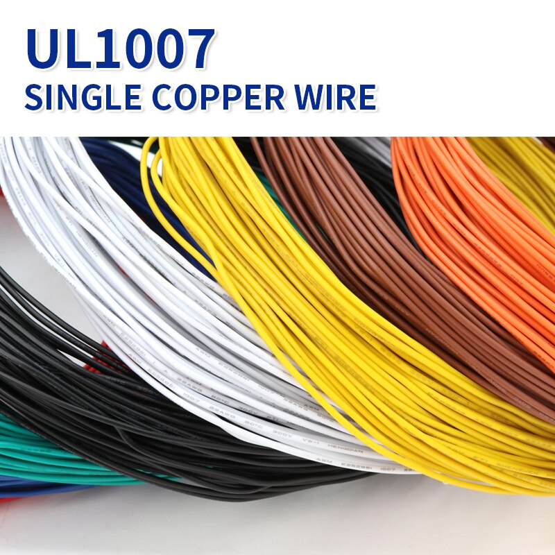 10M UL1007 PVC Tinned Copper Single Core Wire Cable Line 14/16/18/20/22/24/26 AWG White/Black/Red/Yellow/Green/Blue/Brown/Orange - KiwisLove