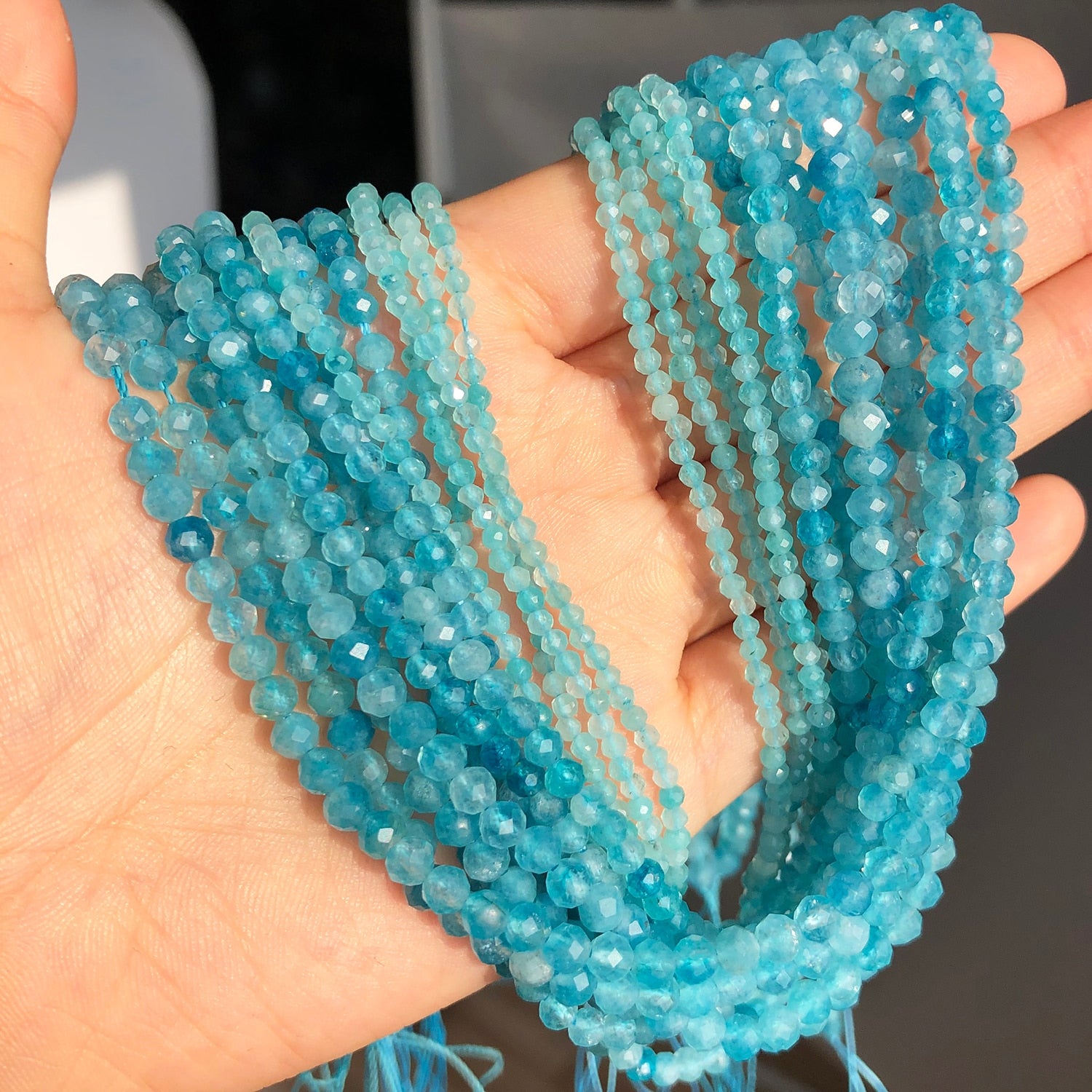 2 3 4mm Natural Faceted Blue Chalcedony Stones Loose Spacer Beads for Jewelry Making DIY Bracelet Earrings Accessories 15&#39;&#39;Inch - KiwisLove