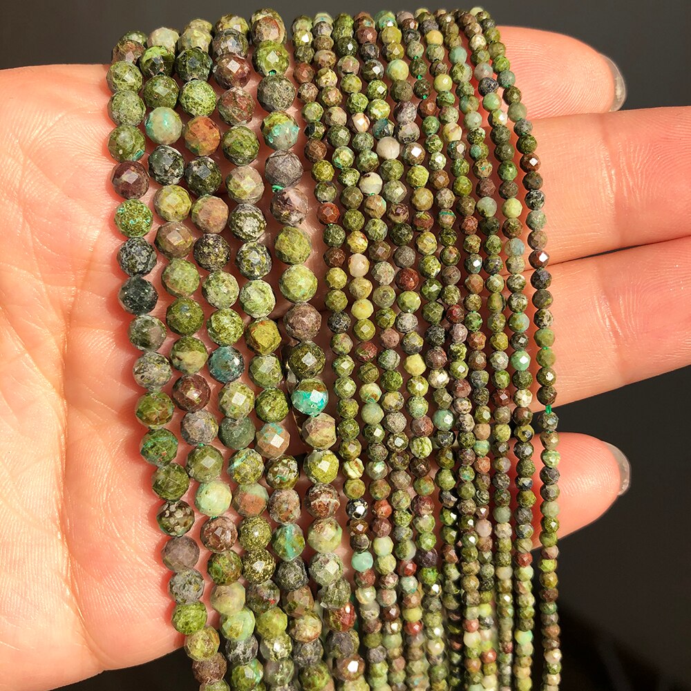 Natural Dragon Blood Jaspers Stone Beads Faceted Gem Beads for Jewelry Making DIY Bracelet Earrings Accessories 15&#39;&#39; 2 3 4mm - KiwisLove