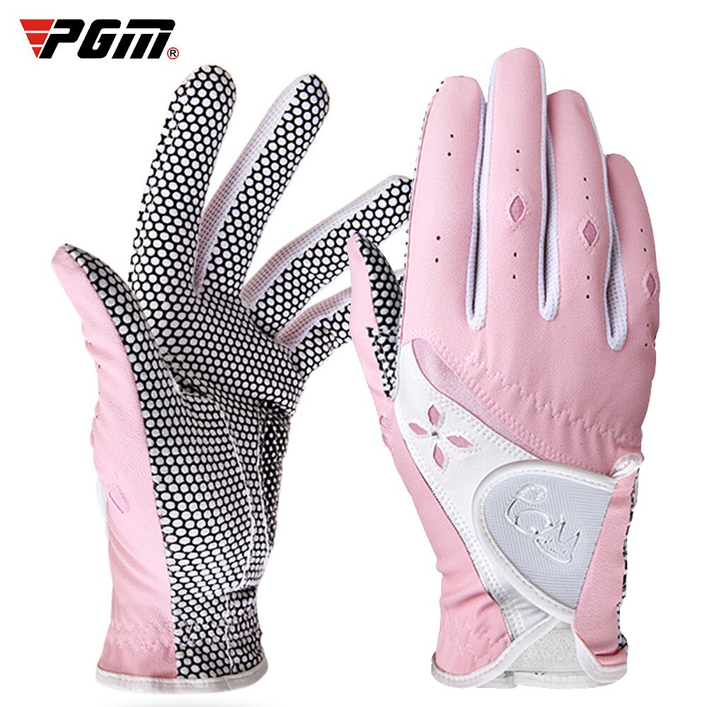 2pcs PGM Women Golf Gloves Top Soft Breathable PU Leather Golf with Non-Slip Particle Outdoor Sports Wholesale Golf Accessories - KiwisLove