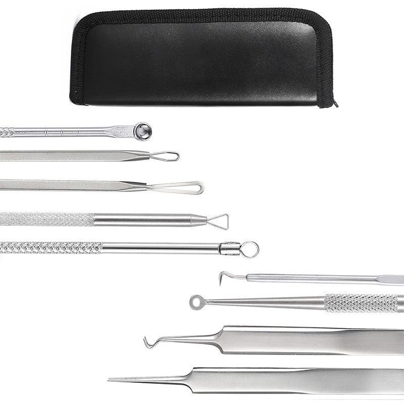 7/9pcs Acne Blackhead Comedone Black Spot Pimple Blemish Remover Skin Care Women Beauty Acne Treatment Pore Cleanser Needle Hook - KiwisLove