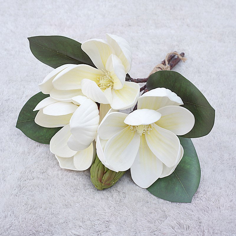 4pcs Real Touch Artificial Magnolia Flowers Orchid Fake Plant Bouquet Garden Balcony Arrange Wedding Christams Home Decoration - KiwisLove