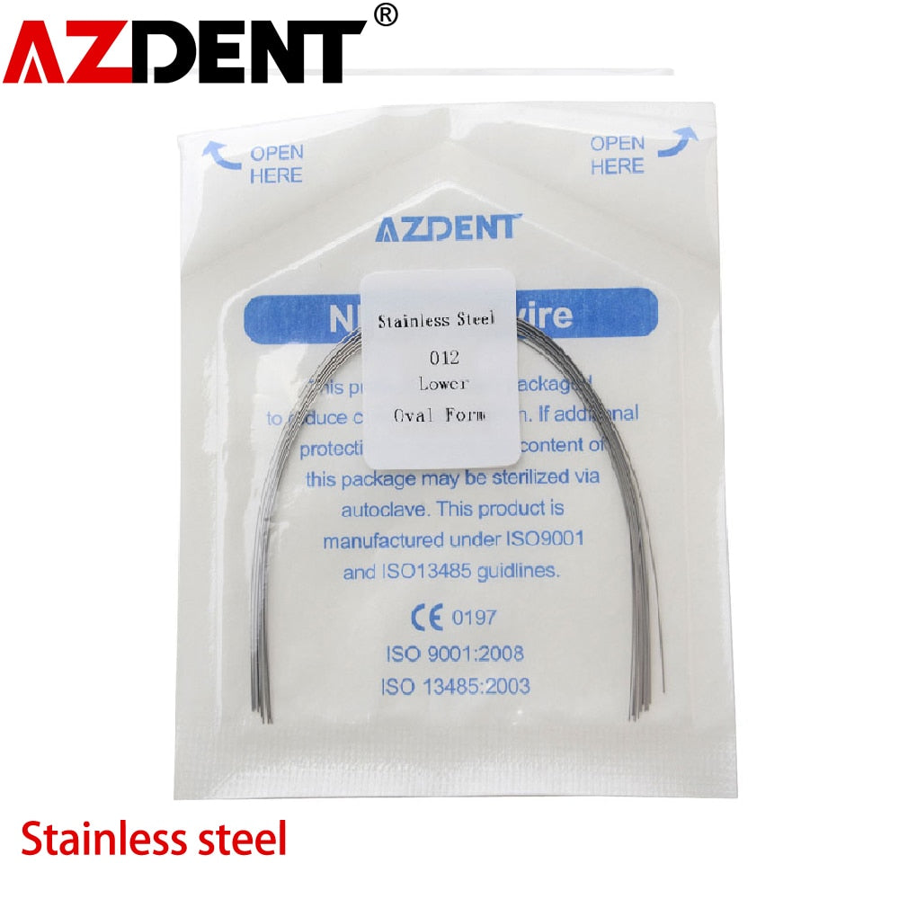 10pack(10pcs/Pack) =100Pcs  AZDENT Dental Stainless Steel Round Arch Wire Oval Form Dental Orthodontic Archwire Lower/Upper - KiwisLove