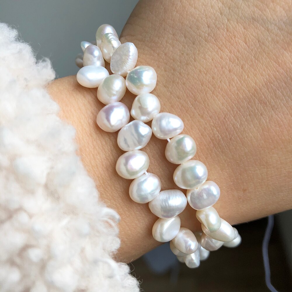 Natural Irregular White Freshwater Pearl Loose Spacer Pearls Beads For DIY Women Handmade Bracelet Charms Accessories 15''inches - KiwisLove