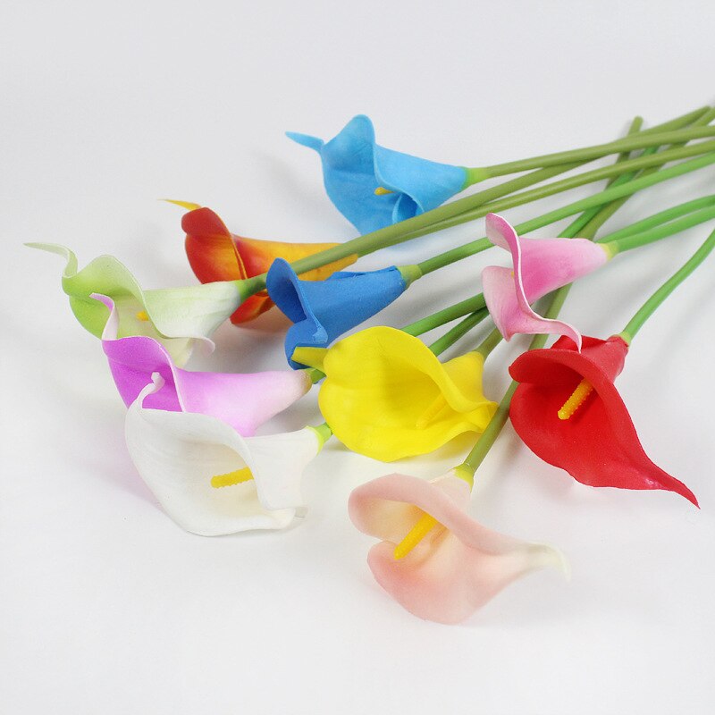 10Pcs PU Artificial Flowers Calla Lily Real Touch Bridal Bouquet High Quality Fake Flower Wedding Home Table Decoration Autumn - KiwisLove