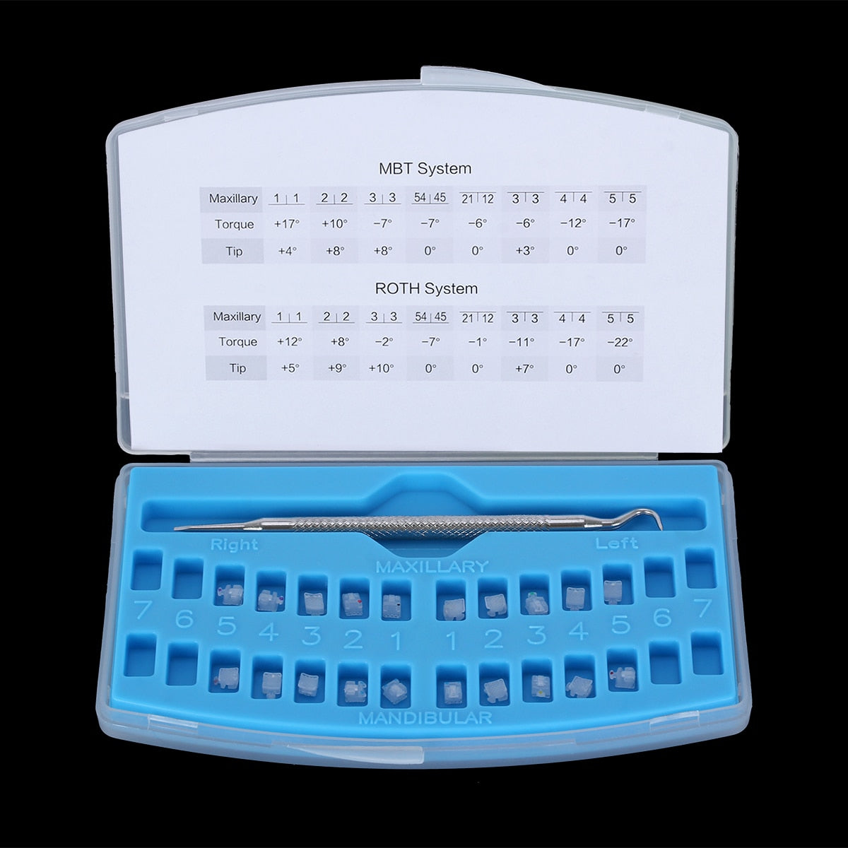 Azdent Dental Self-Ligating Orthodontic Ceramic Bracket SL Clear Roth / MBT 0.022 With Hook 3-4-5 - KiwisLove