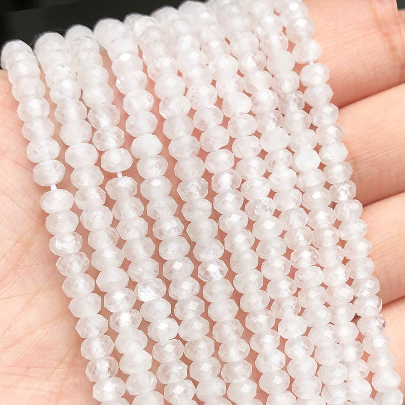 Small Waist Beads Natural Stone White Moonstone Loose Rondelle Beads for Jewelry Making DIY Women&#39;s Bracelet Earrings 15&#39;&#39;Inch