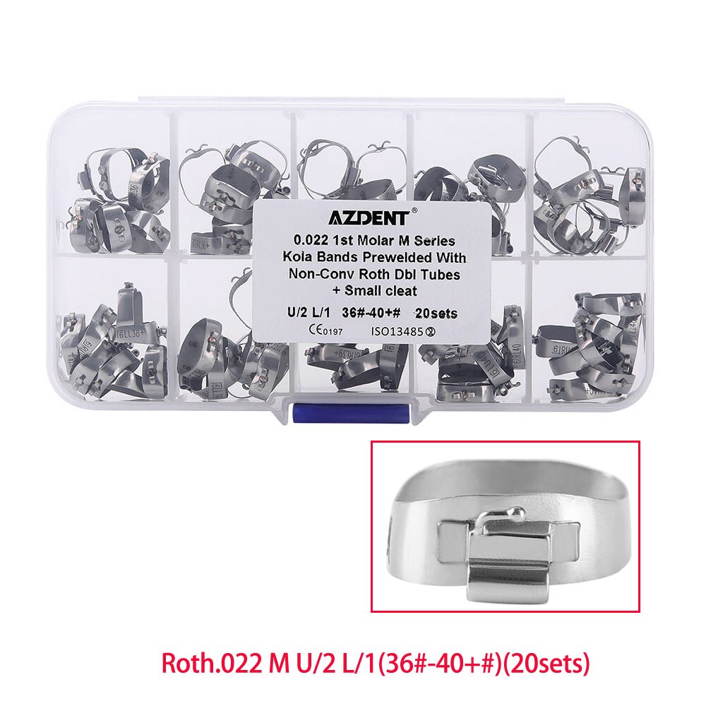 4 PCS/Set,Total 20 Sets  Azdent Dental Orthodontic 1st Molar Bands  M series Bands Prewelded With Buccal Tube Conv - KiwisLove