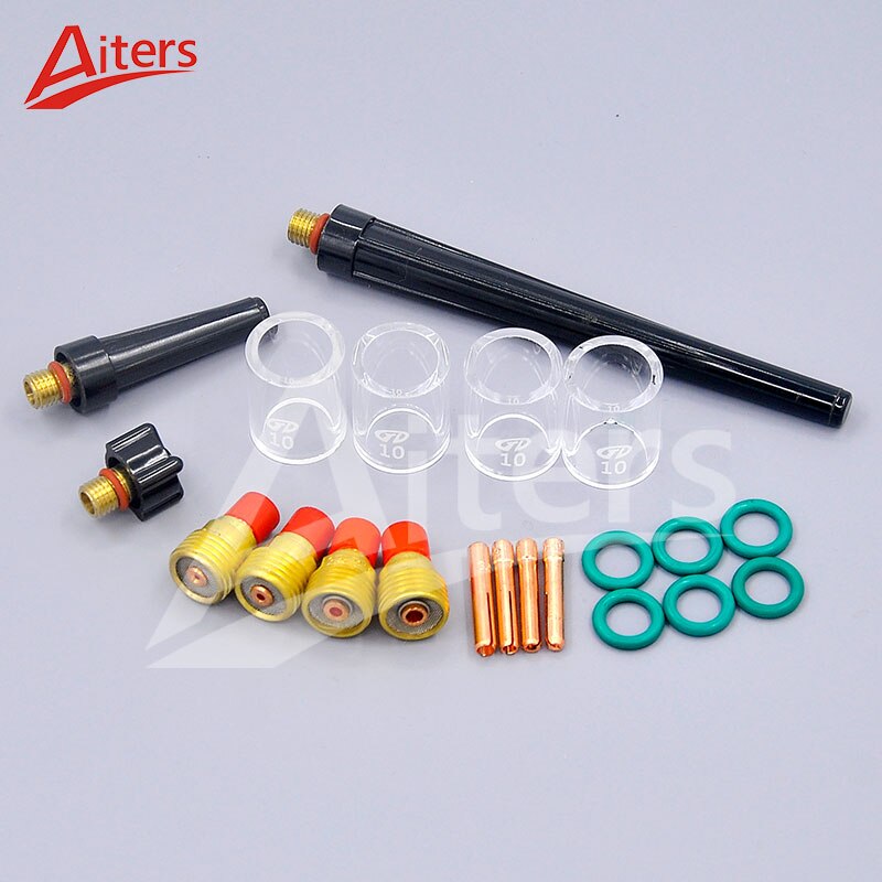 21PCS/Set WP9 20 25 Torch Welding Accessories Kit with #10 Pyrex Glass Cup and Small Stubby Gas Lens - KiwisLove