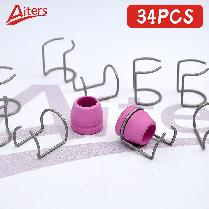 34PCS for AG60 Nozzle SG55 Electrode Air Plasma Cutter Cutting Torch WSD60 Alumina Ceramic Nozzles Shield Cup - KiwisLove