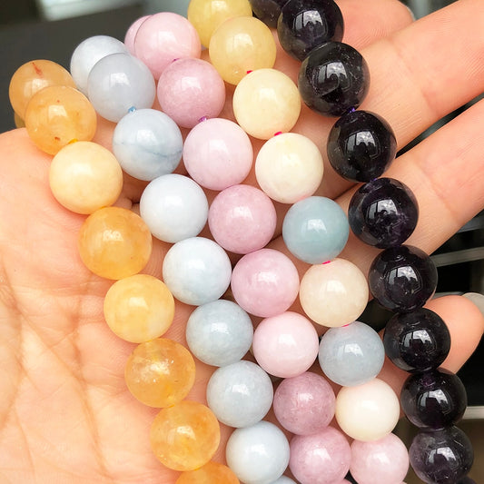 Round Amethysts Morganite Opal Aquamarines Stone Beads 6 8 10mm Loose Spacer Beads for Jewelry Making DIY Bracelet Accessories - KiwisLove