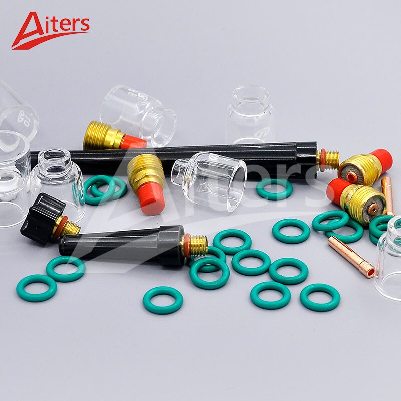 TIG Pyrex Glass Cup 39PCS kit for WP9/20/25 Small Gas Lens Back Cap and O-rings Welding torch Accessories - KiwisLove