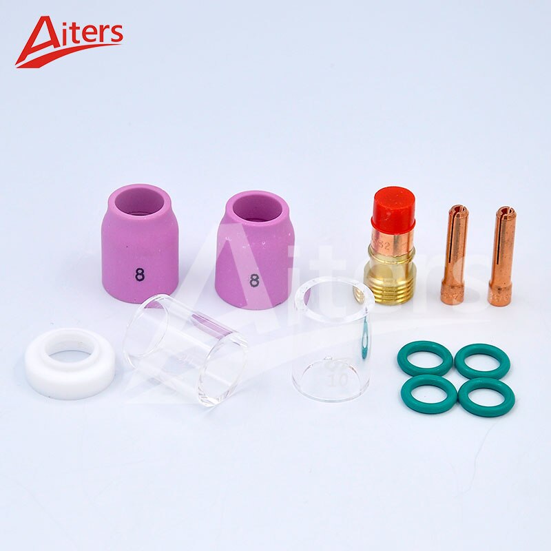 TIG 12PCS Welding Pyrex Glass Cup Kit for WP17/18/26 torch Accessories Collet Body Stubby Gas Lens and Alumina Nozzle Cups - KiwisLove
