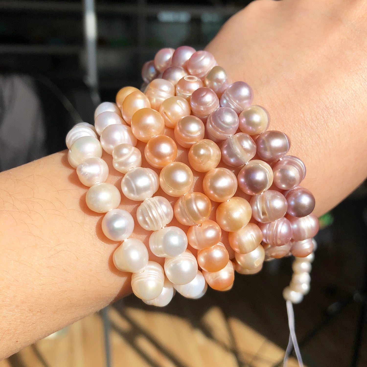 Natural Freshwater Pearl White Pink Purple Oval Punch Pearls Beads for DIY Craft Bracelet Necklace Jewelry Making 15&#39;&#39; Strand - KiwisLove