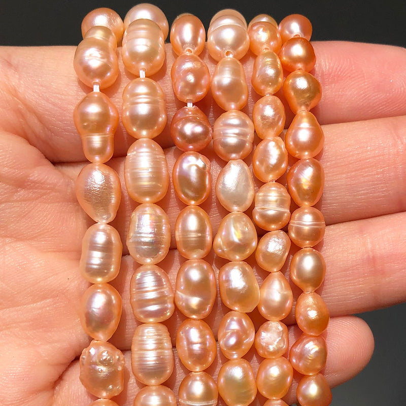 Natural Freshwater Pink Pearl Beads Rice Shape Punch Loose Beads for Jewelry Making Handmade DIY Charm Bracelet Necklace 15&quot; - KiwisLove