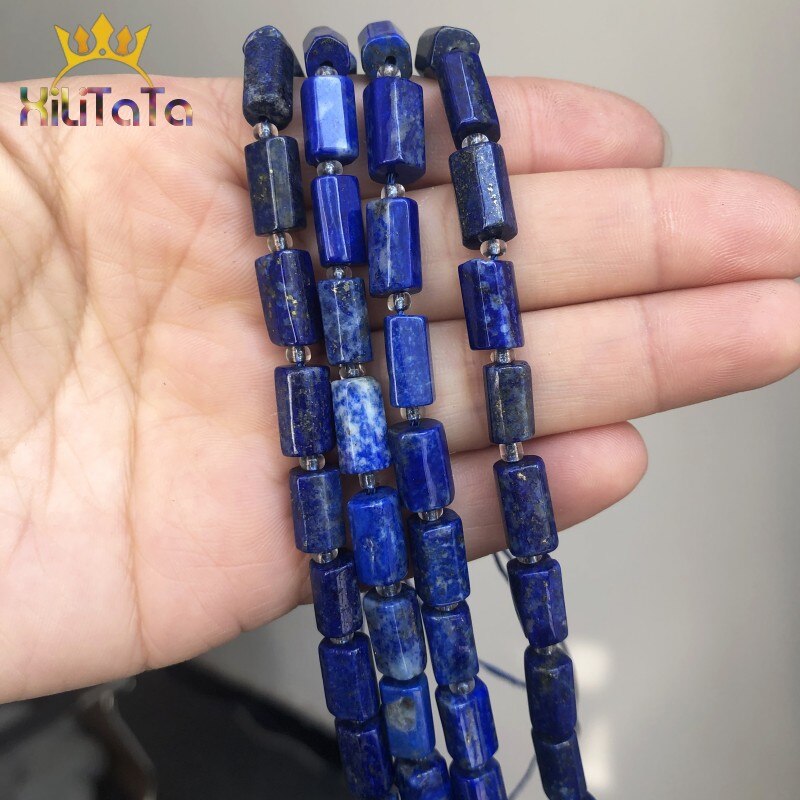 Natural Lapis lazuli Stone Beads Cylinder Shaped Loose Spacer Beads For DIY Jewelry Making Bracelet Charms Accessories 7.5&#39;&#39;