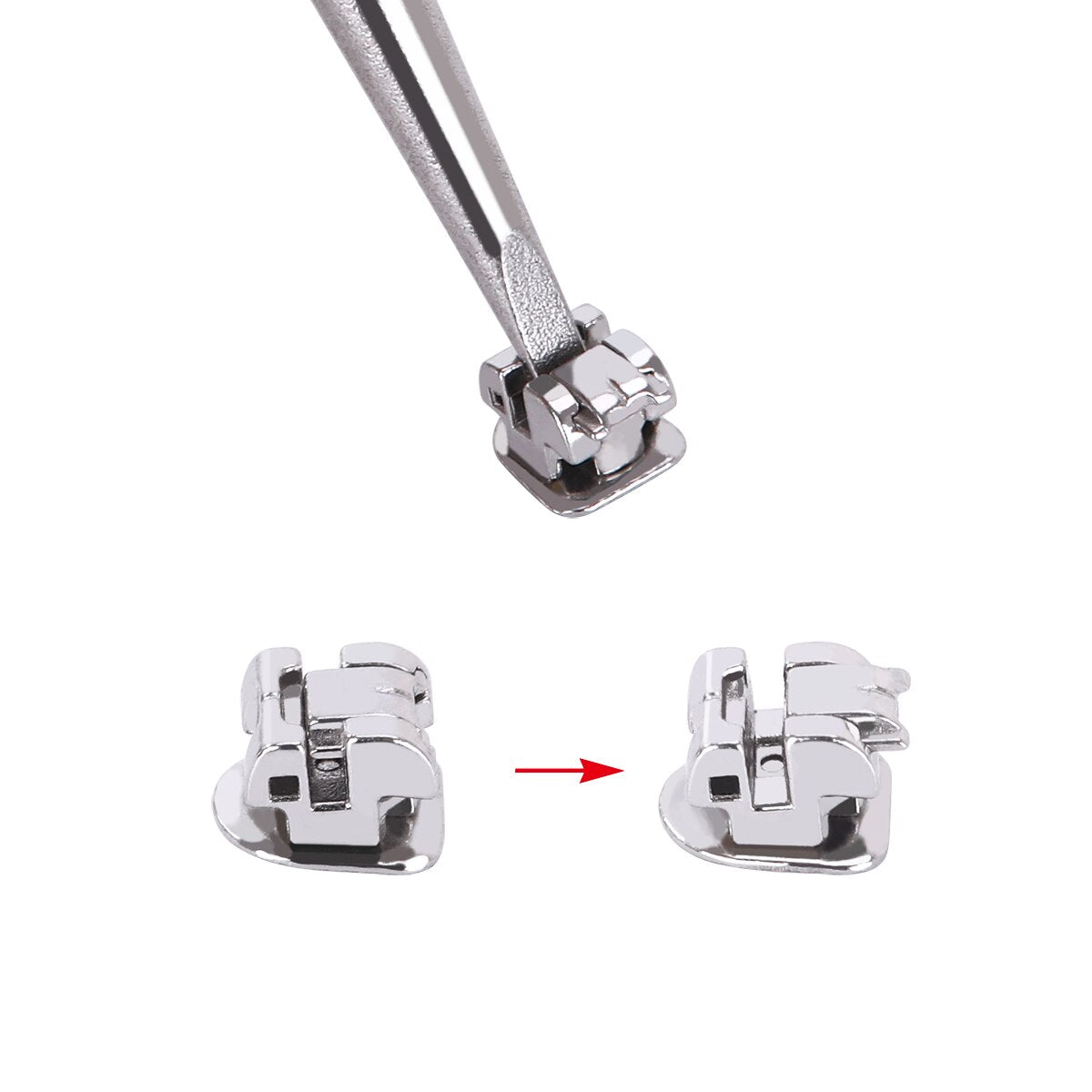 AZDENT Dental Metal Self-Ligating Brackets with Movable Hook Standard Turque Horizontal Auxiliary Slot Mesial Dista Adjustable - KiwisLove