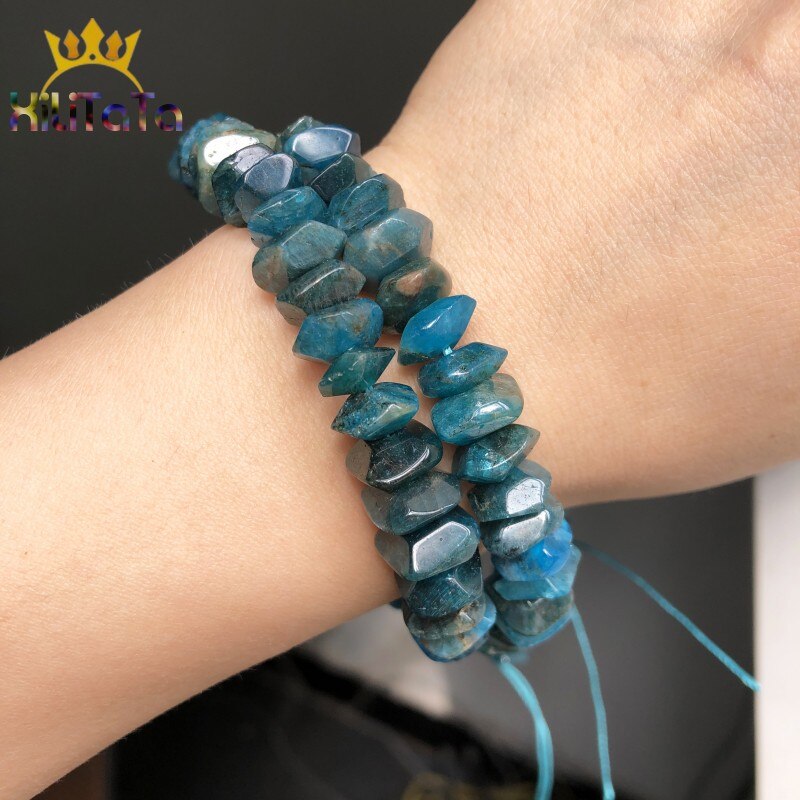 Irregular Blue Apatite Beads Natural Special Cut Genuine Stone Loose Spacer Beads For Jewelry DIY Making Bracelets 15&#39;&#39; 7.5&#39;&#39;