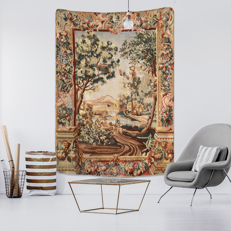 Abstract Floral Tapestry Pumpkin Lamp Night Sky Art Wall Hanging Living Room Bedroom Home Dormitory Decor - KiwisLove