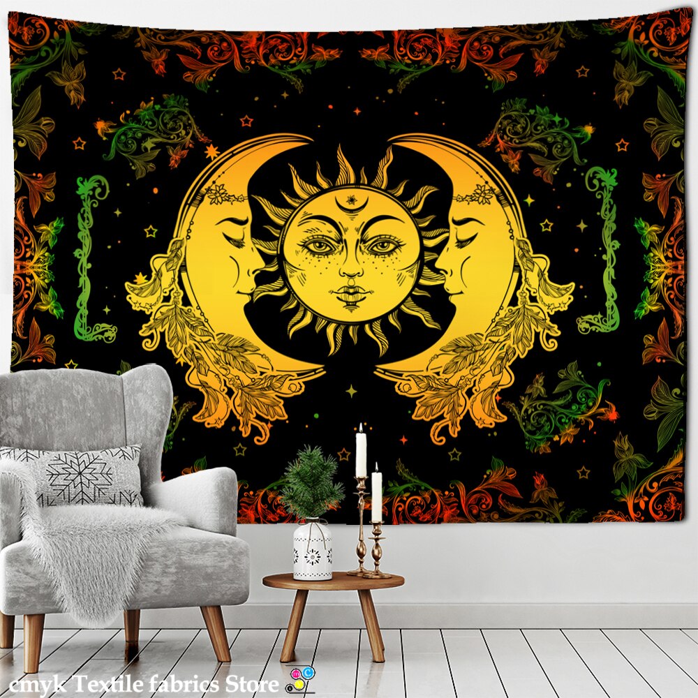 Colorful Sun Moon Tapestry Universe Psychedelic Witchcraft Hippie Tapiz Wall Hanging Room Home Decor - KiwisLove
