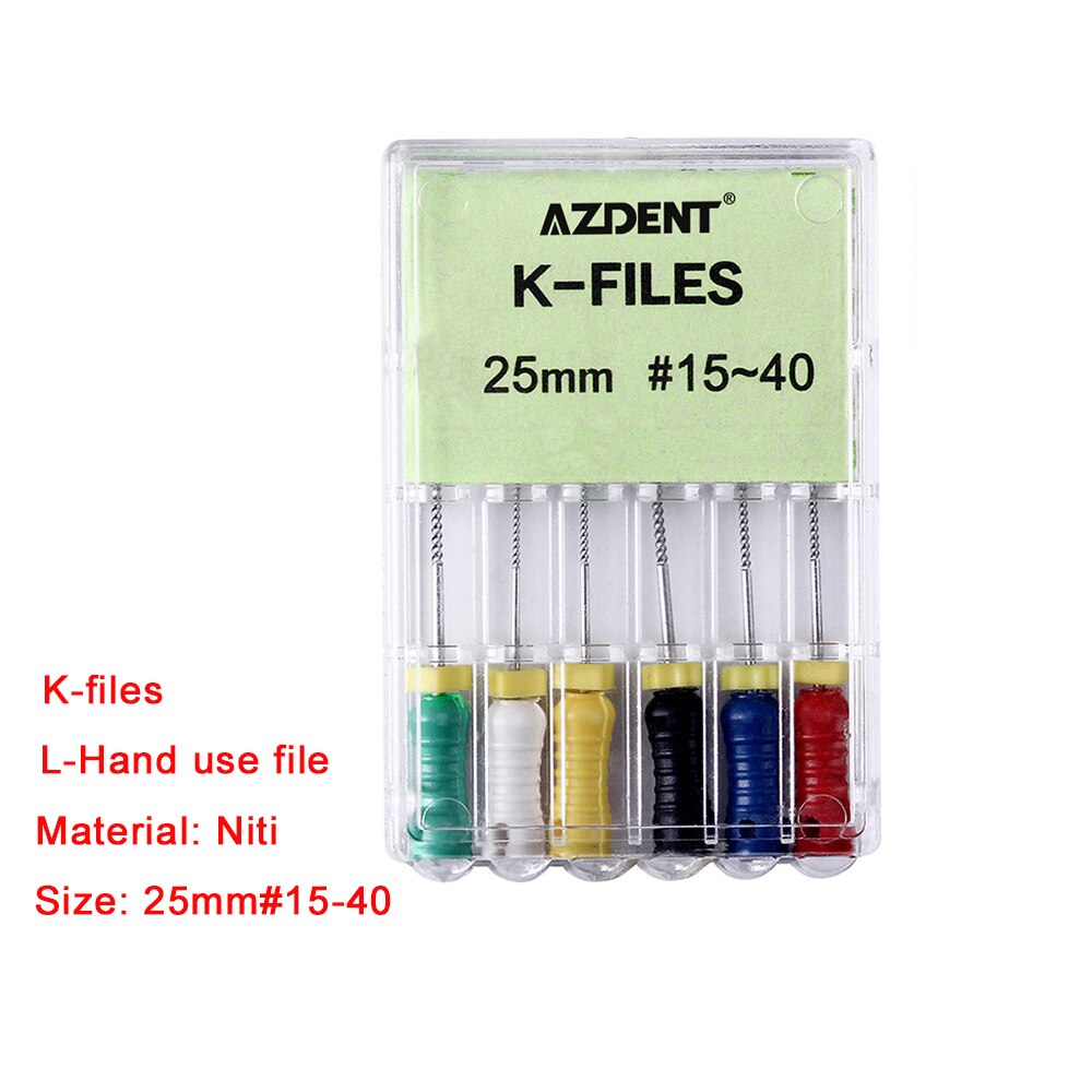 AZDENT 6pcs/Pack Dental Niti 21mm/25mm #15-40 Endodontic Root Canal Files Hand Use Reamers / H / K File Dentist Tools - KiwisLove