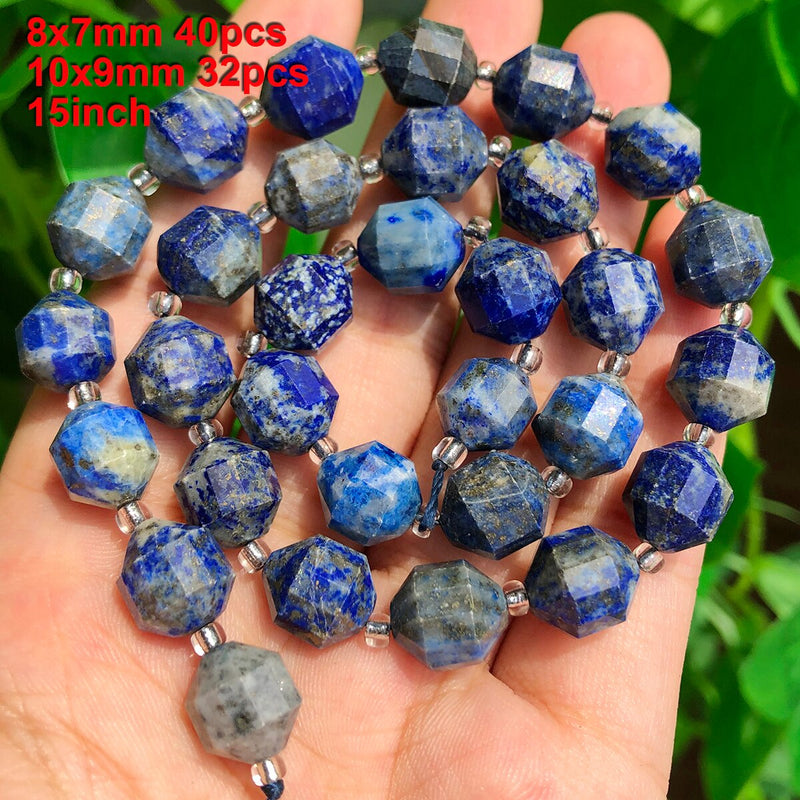 Natural Lapis Lazuli Stone Faceted Column Round Irregular Spacer Beads For Jewelry Making Diy Bracelets Necklace Accessories - KiwisLove