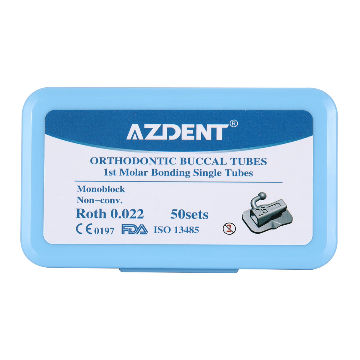 4Pcs/Set  20Sets=80Pcs AZDENT Dental Orthodontic Buccal Tubes 1st Molar Bondable Monoblock Non-Convertible Single Roth MBT 0.022 - KiwisLove