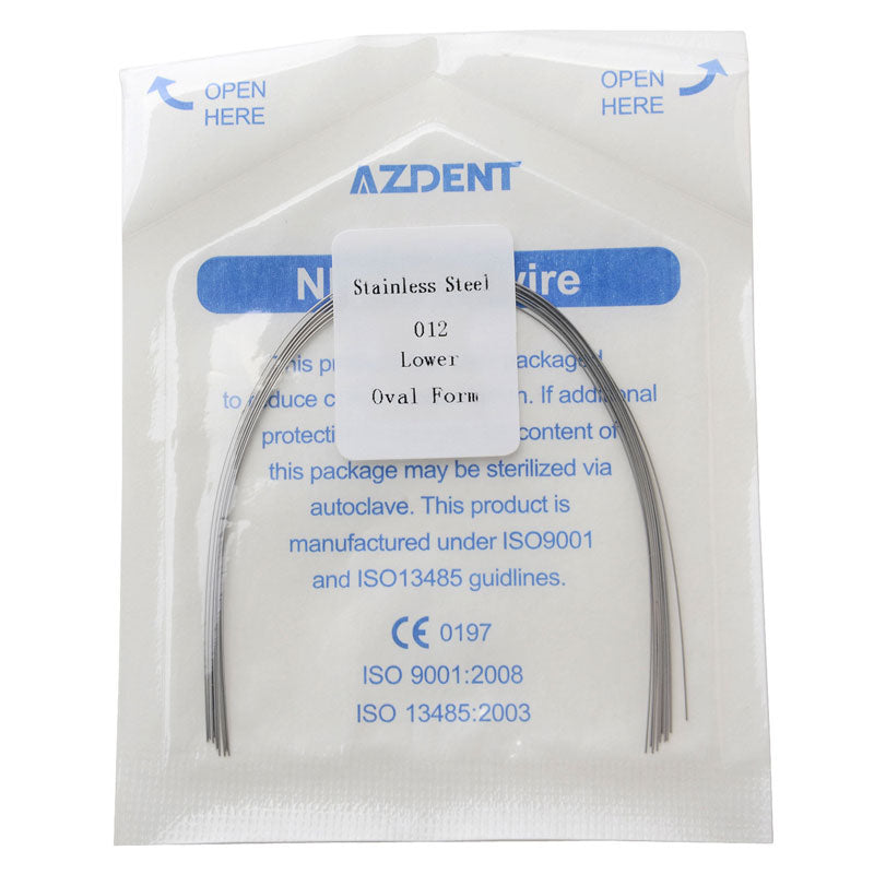 10pack(10pcs/Pack) =100Pcs  AZDENT Dental Stainless Steel Round Arch Wire Oval Form Dental Orthodontic Archwire Lower/Upper - KiwisLove
