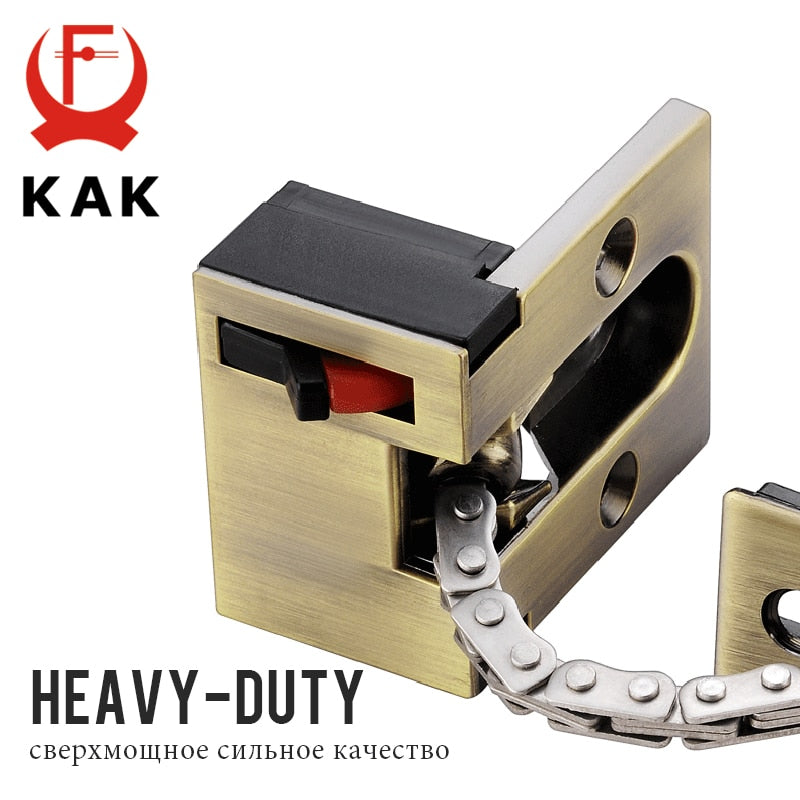 KAK Zinc Alloy Hidden Security Door Chain Lock Extruded Door Latch Anti-theft Door Lock Home Hotel Kids Protection Lock Hardware - KiwisLove