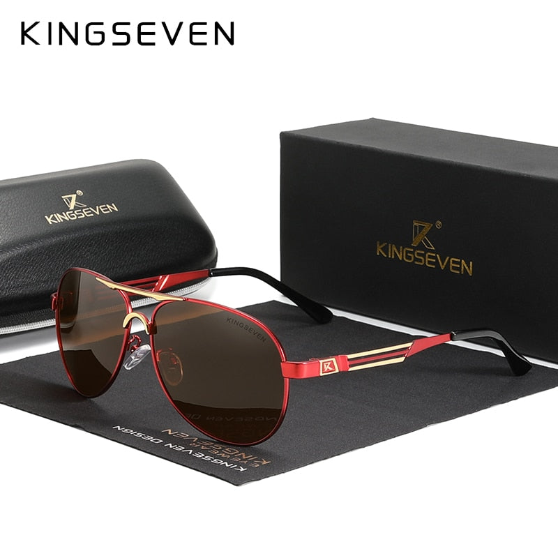 KINGSEVEN 2021 Stainless Steel Pilot Polarized Sunglasses Men Women Fashion Frame Male Sun Glasses For Driving Oculos de sol - KiwisLove
