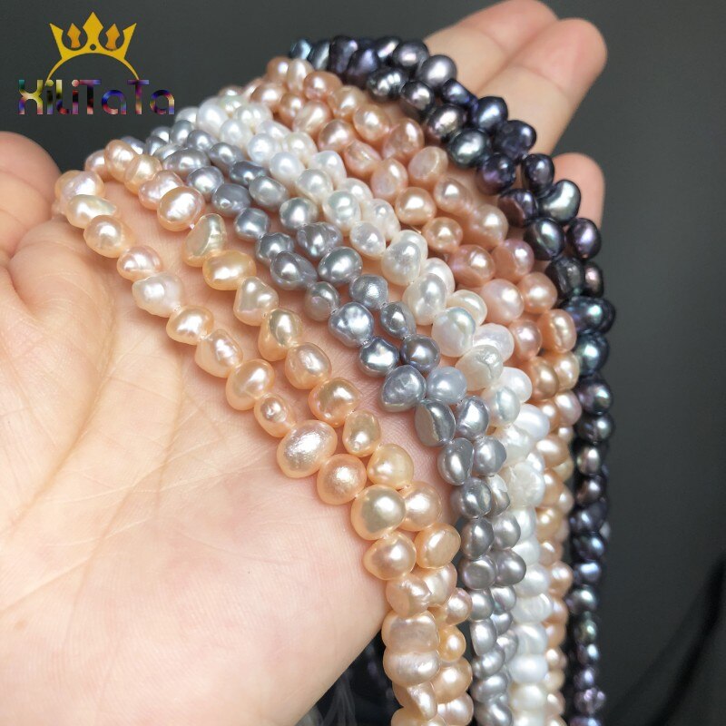 6-7mm Irregular Beads Natural White Pink Black Purple Freshwater Pearl Beads For Women DIY Making Jewelry Bracelet Accessories - KiwisLove