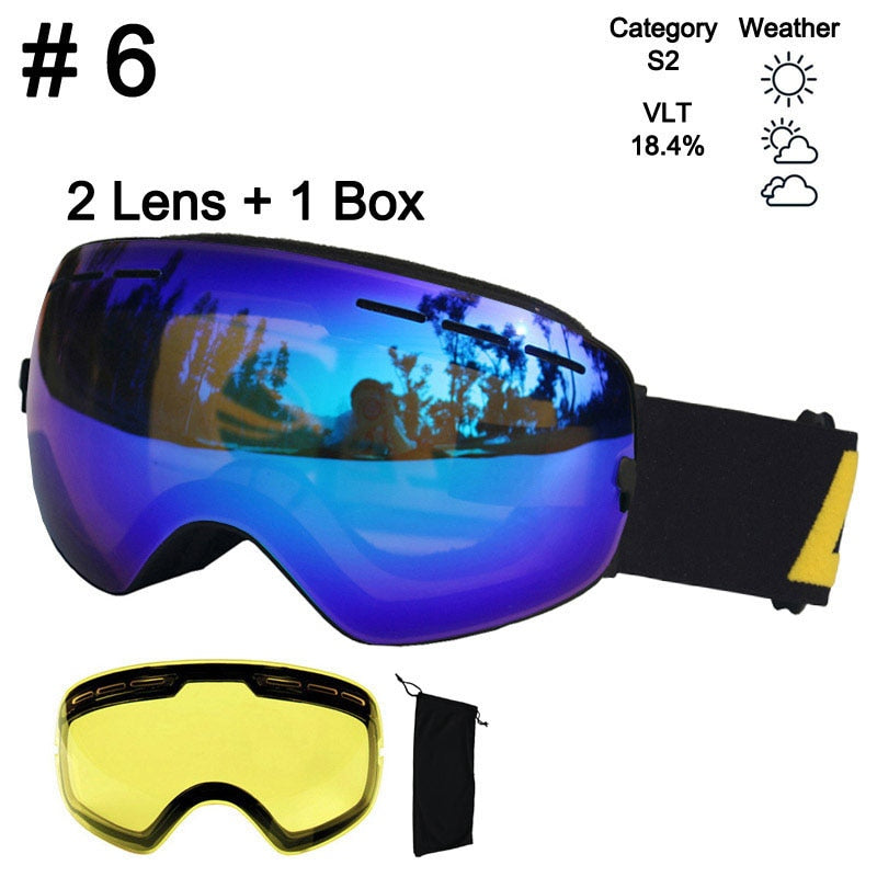 LOCLE Anti-fog Ski Goggles UV400 Ski Glasses Double Layers Skiing Snowboard - KiwisLove