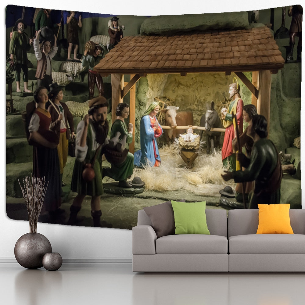 Camel Starlight Oil Painting Tapestry Wall Hanging Christmas Bohemian Style Psychedelic Witchcraft Mystery Home Decor - KiwisLove