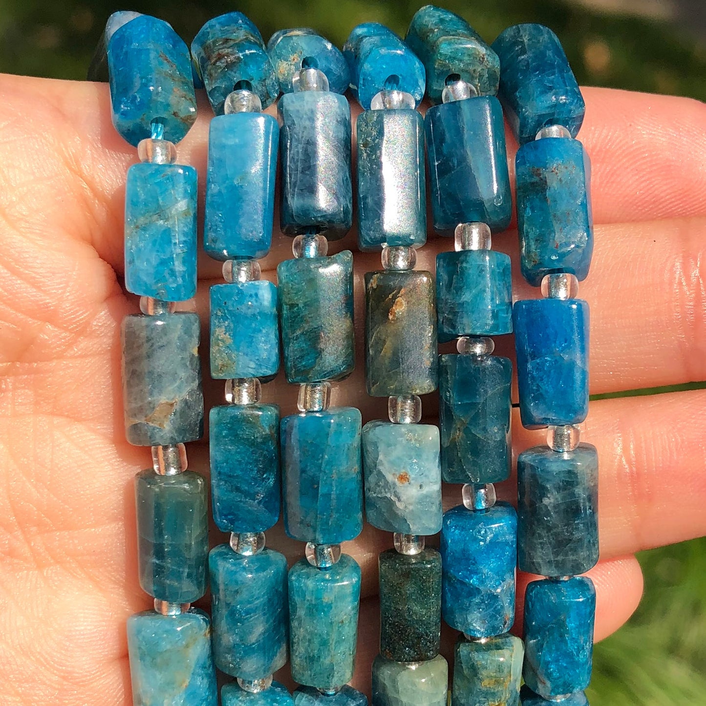 Natural Stone Column Shape Faceted Blue Apatite Loose Spacer Beads for Jewelry DIY Making Charms Bracelet Earrings Accessories - KiwisLove