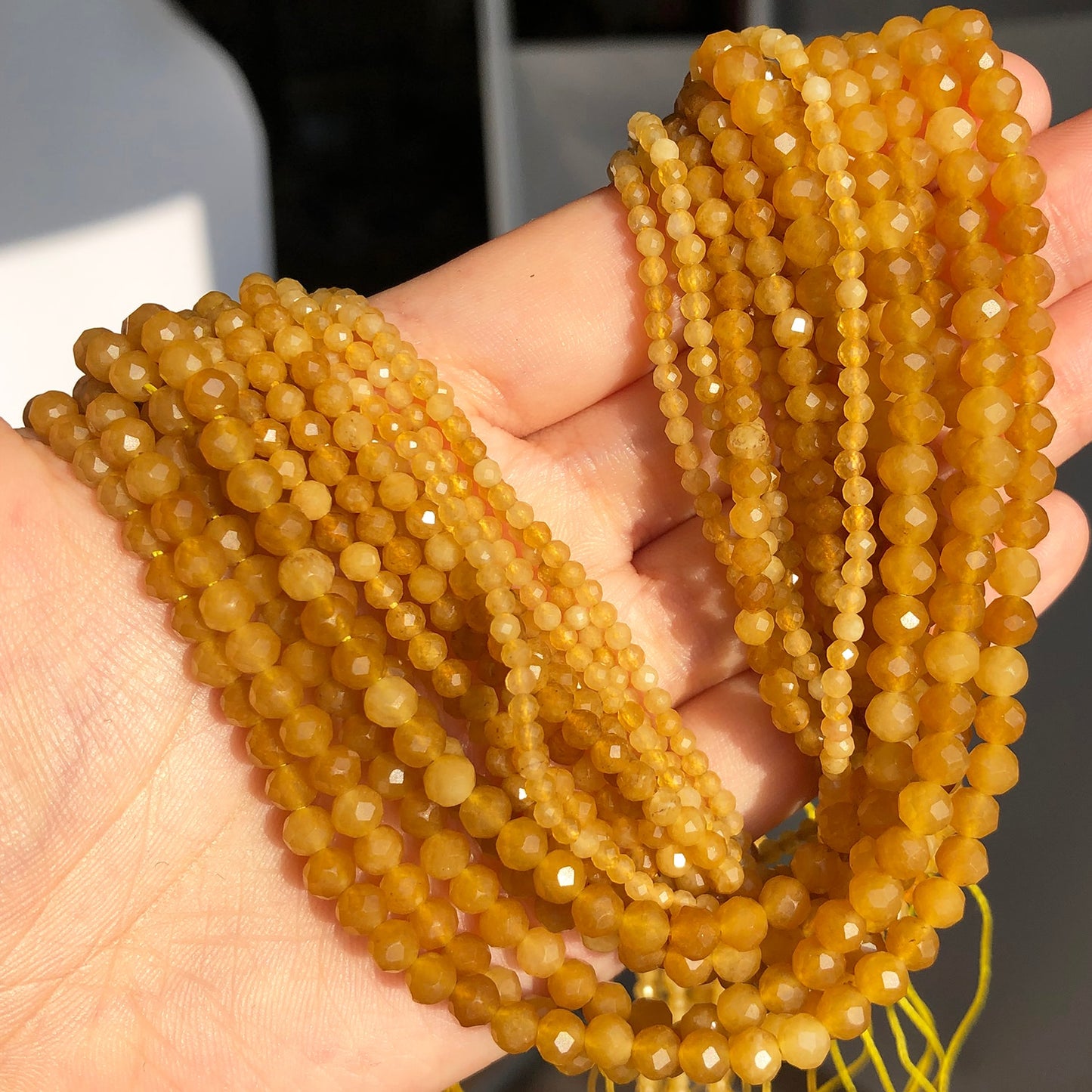 Small Waist Beads 2 3 4mm Natural Yellow Jades Loose Stone Beads for Jewelry DIY Making Bracelet Earrings Accessories 15&#39;&#39; - KiwisLove